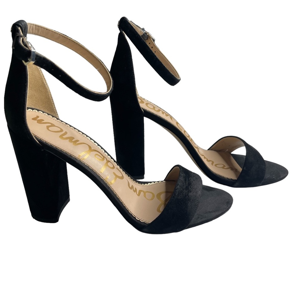 Sam Edelman Yaro Block Heel Sandal Black Suede Size 10